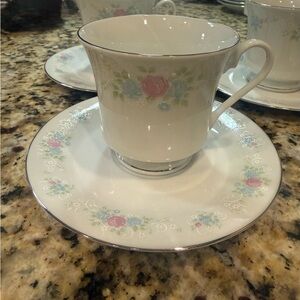 Floral Bone China Teacup and Saucer Set